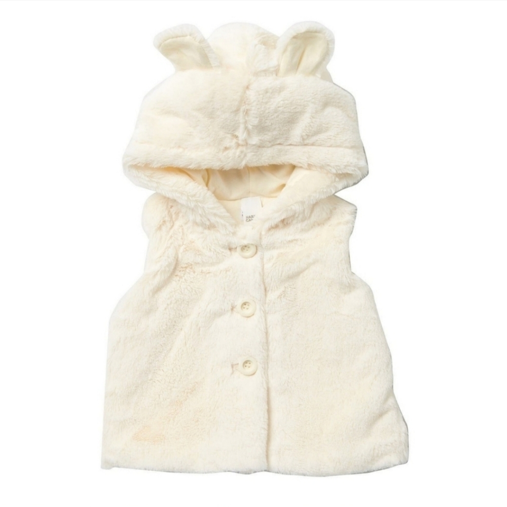 NWT Harper Canyon Faux Fur Animal Ear Hooded Vest Size 18M